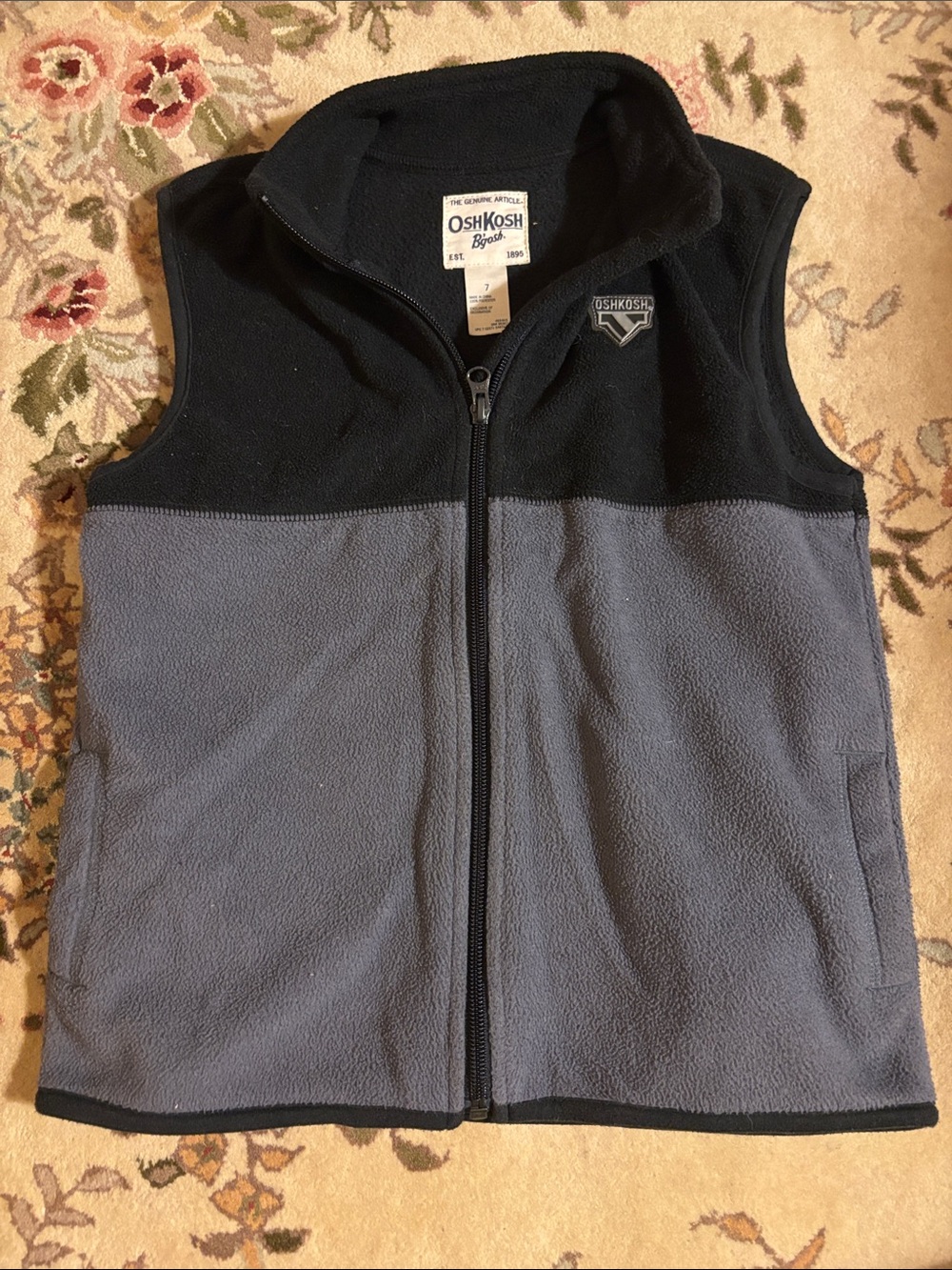 OshKosh B'gosh Black and Gray Two-Tone Fleece Vest